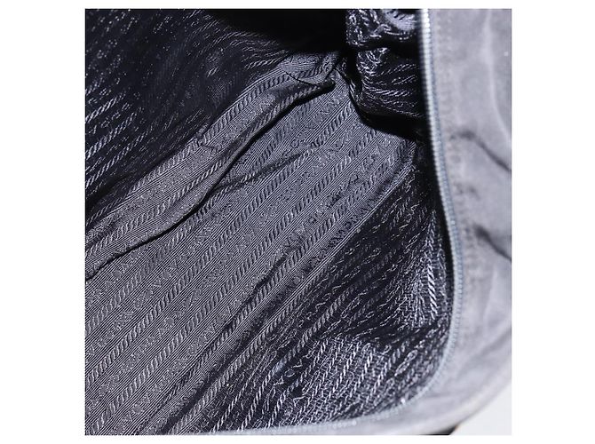 PRADA Borsa a mano con catena in nylon nero argento Auth ka207 - vista 16