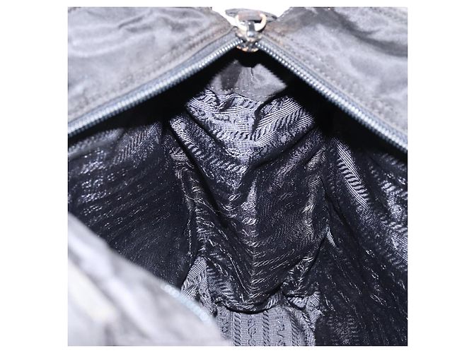 PRADA Borsa a mano con catena in nylon nero argento Auth ka207 - vista 17