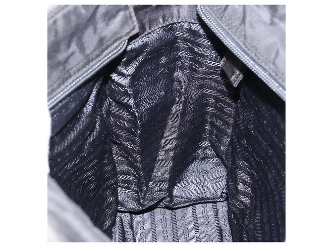 PRADA Borsa a mano con catena in nylon nero argento Auth ka207 - vista 18