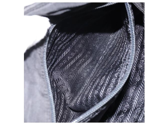 PRADA Borsa a mano con catena in nylon nero argento Auth ka207 - vista 20