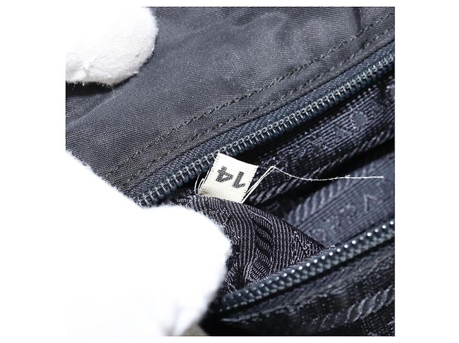 PRADA Borsa a mano con catena in nylon nero argento Auth ka207 - vista 21