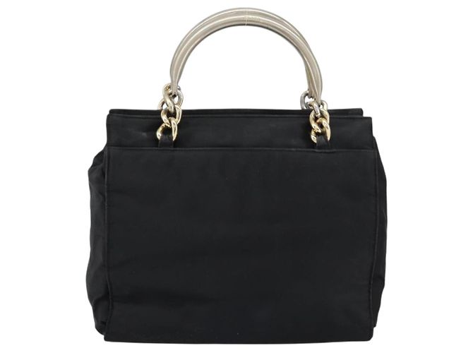 PRADA Borsa a mano con catena in nylon nero argento Auth ka207 - vista 3