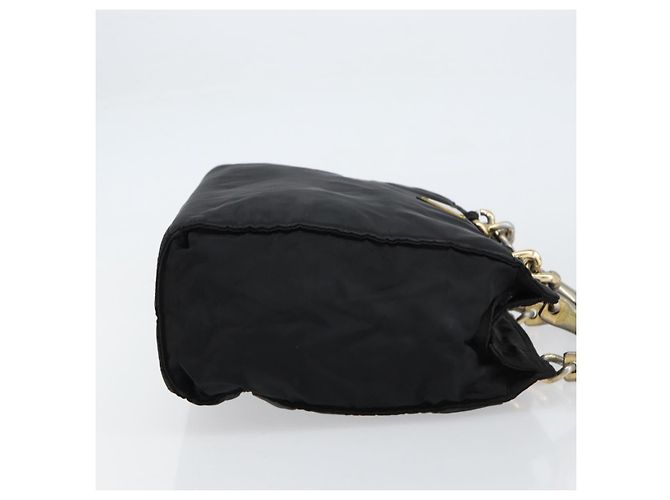 PRADA Borsa a mano con catena in nylon nero argento Auth ka207 - vista 4