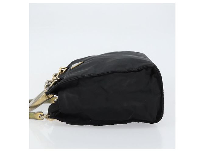 PRADA Borsa a mano con catena in nylon nero argento Auth ka207 - vista 5