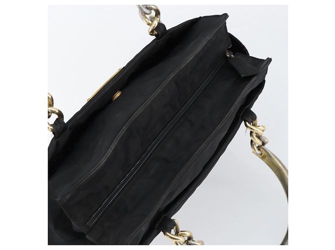PRADA Borsa a mano con catena in nylon nero argento Auth ka207 - vista 6