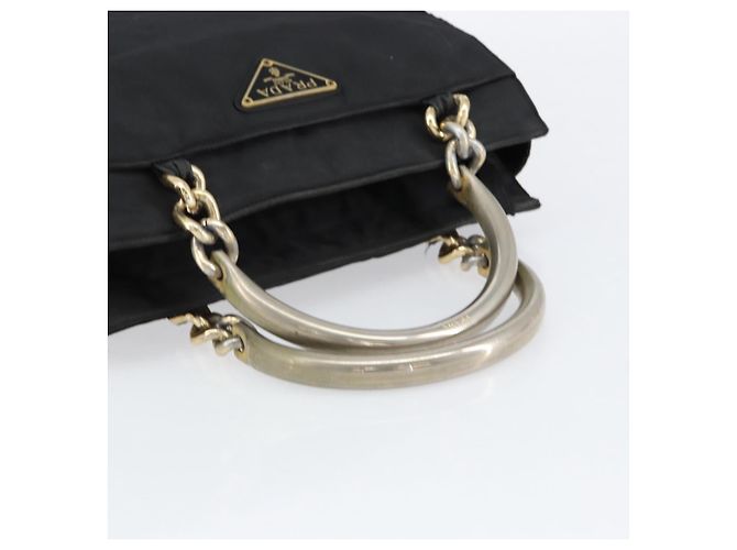 PRADA Borsa a mano con catena in nylon nero argento Auth ka207 - vista 7