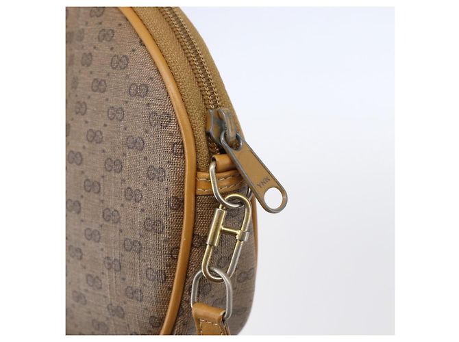 Gucci Sac à épaule Micro GG Supreme en PVC beige et or 007 104 0013 Auth BA8452 Doré - vue 14
