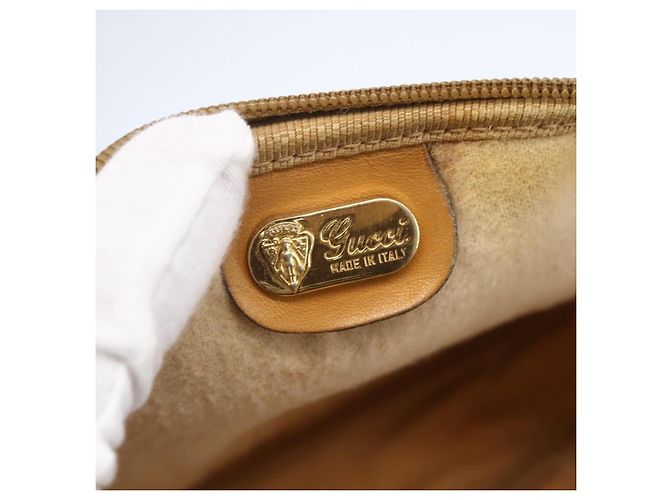 Gucci Sac à épaule Micro GG Supreme en PVC beige et or 007 104 0013 Auth BA8452 Doré - vue 16