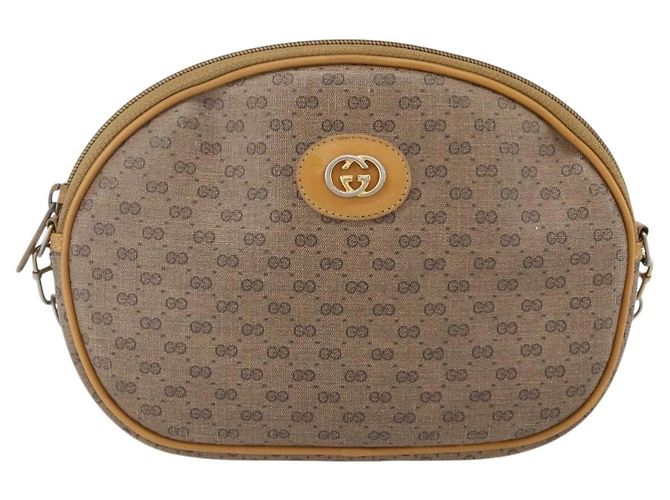 Gucci Sac à épaule Micro GG Supreme en PVC beige et or 007 104 0013 Auth BA8452 Doré - vue 2