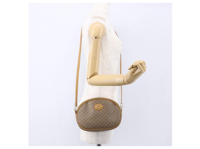 Gucci Sac à épaule Micro GG Supreme en PVC beige et or 007 104 0013 Auth BA8452 Doré - vue 21