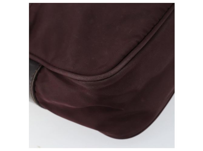 Borsa a Spalla PRADA Nylon Bordeaux Argento Auth 154535 Bordò - vista 11
