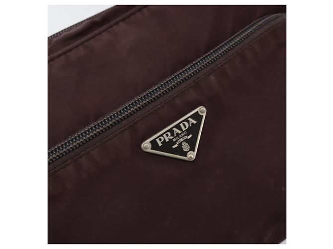 Borsa a Spalla PRADA Nylon Bordeaux Argento Auth 154535 Bordò - vista 14