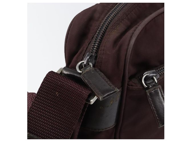 Borsa a Spalla PRADA Nylon Bordeaux Argento Auth 154535 Bordò - vista 15