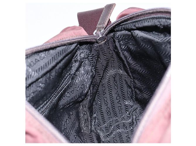 Borsa a Spalla PRADA Nylon Bordeaux Argento Auth 154535 Bordò - vista 18