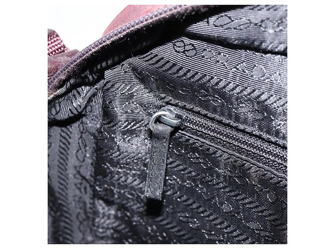 Borsa a Spalla PRADA Nylon Bordeaux Argento Auth 154535 Bordò - vista 20