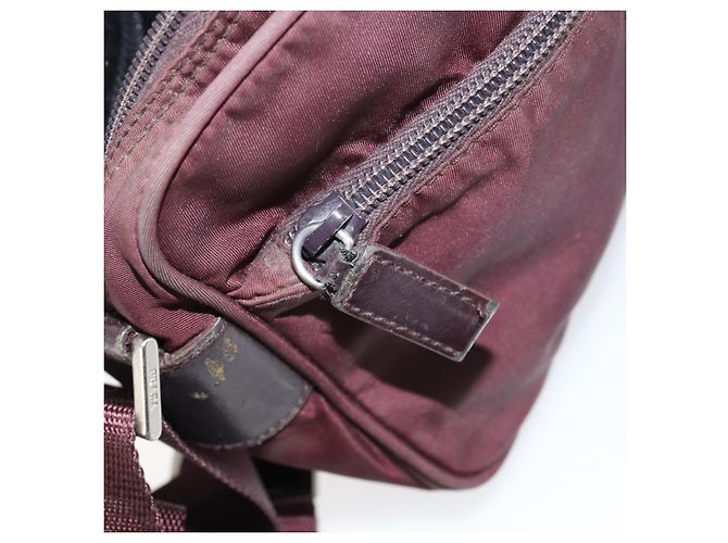 Borsa a Spalla PRADA Nylon Bordeaux Argento Auth 154535 Bordò - vista 22
