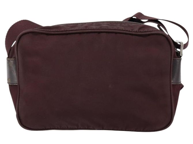 Borsa a Spalla PRADA Nylon Bordeaux Argento Auth 154535 Bordò - vista 3