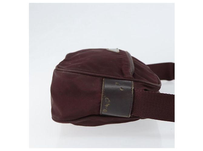 Borsa a Spalla PRADA Nylon Bordeaux Argento Auth 154535 Bordò - vista 4