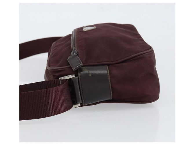 Borsa a Spalla PRADA Nylon Bordeaux Argento Auth 154535 Bordò - vista 5