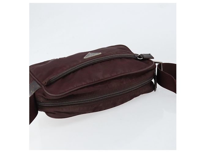 Borsa a Spalla PRADA Nylon Bordeaux Argento Auth 154535 Bordò - vista 6