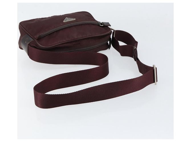 Borsa a Spalla PRADA Nylon Bordeaux Argento Auth 154535 Bordò - vista 7