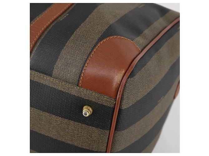 Pequin Borsa Boston in tela Pecan FENDI PVC nera marrone oro Auth 152730 Nero D'oro - vista 12