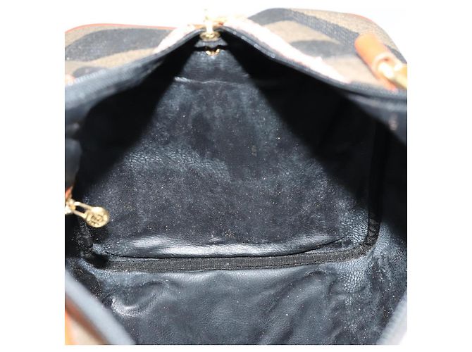 Pequin Borsa Boston in tela Pecan FENDI PVC nera marrone oro Auth 152730 Nero D'oro - vista 17