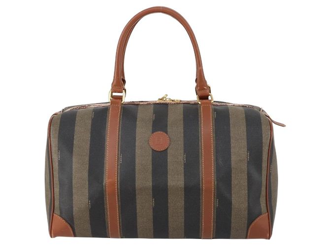 Pequin Borsa Boston in tela Pecan FENDI PVC nera marrone oro Auth 152730 Nero D'oro - vista 2