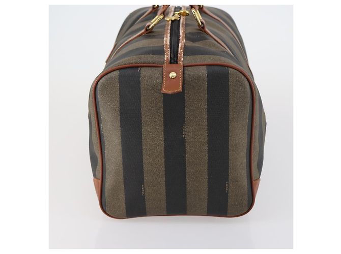Pequin Borsa Boston in tela Pecan FENDI PVC nera marrone oro Auth 152730 Nero D'oro - vista 4