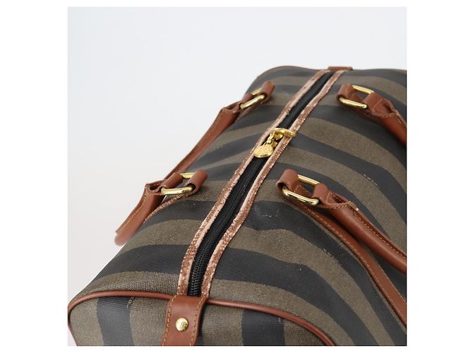 Pequin Borsa Boston in tela Pecan FENDI PVC nera marrone oro Auth 152730 Nero D'oro - vista 6