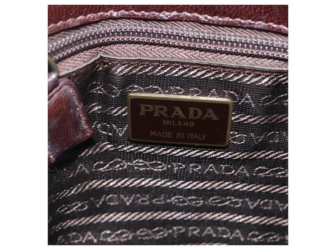 PRADA Borsa a mano con catena in pelle marrone Auth bs30545 - vista 15