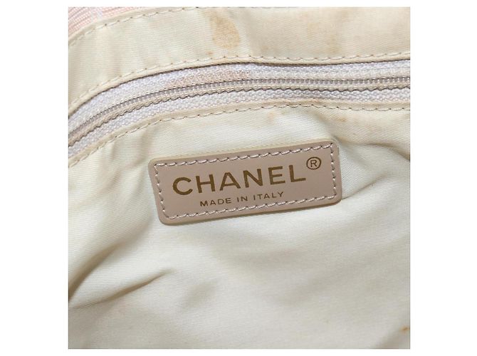 CHANEL Neue Reisetasche Nylon Beige Gold CC Auth bs30490 Golden - Ansicht 15