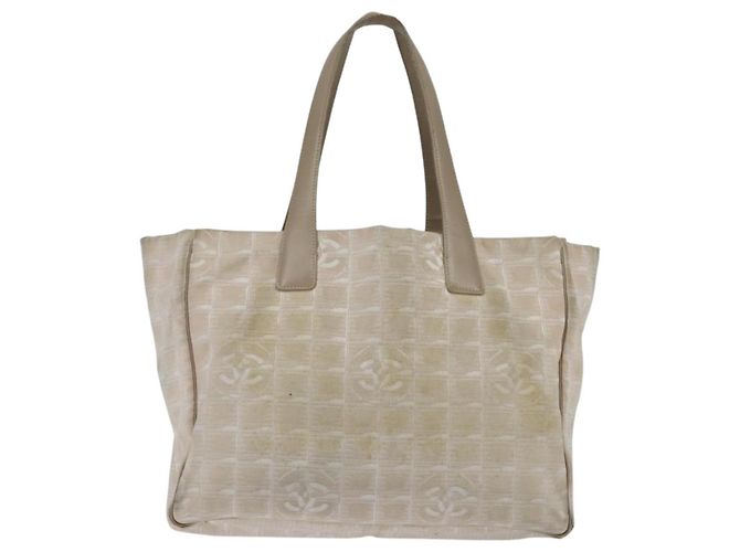 CHANEL Neue Reisetasche Nylon Beige Gold CC Auth bs30490 Golden - Ansicht 3