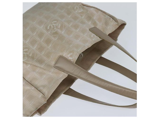 CHANEL Neue Reisetasche Nylon Beige Gold CC Auth bs30490 Golden - Ansicht 6
