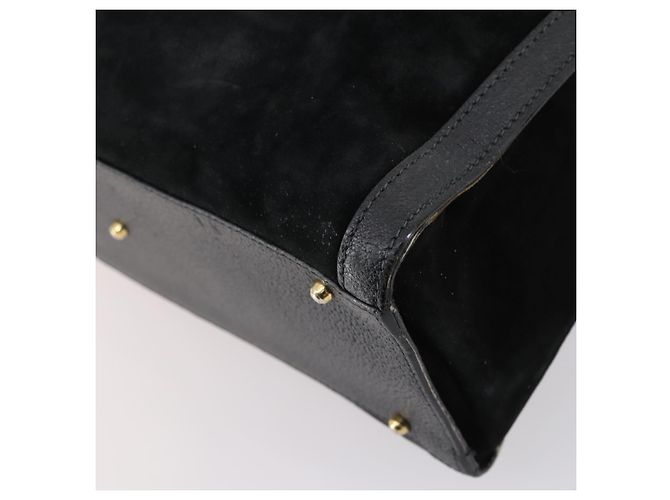 Borsa a mano in pelle scamosciata Gucci Bamboo Nera Oro 002 2853 0260 0 Auth ep11688 - vista 12
