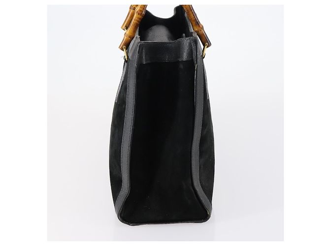 Borsa a mano in pelle scamosciata Gucci Bamboo Nera Oro 002 2853 0260 0 Auth ep11688 - vista 5
