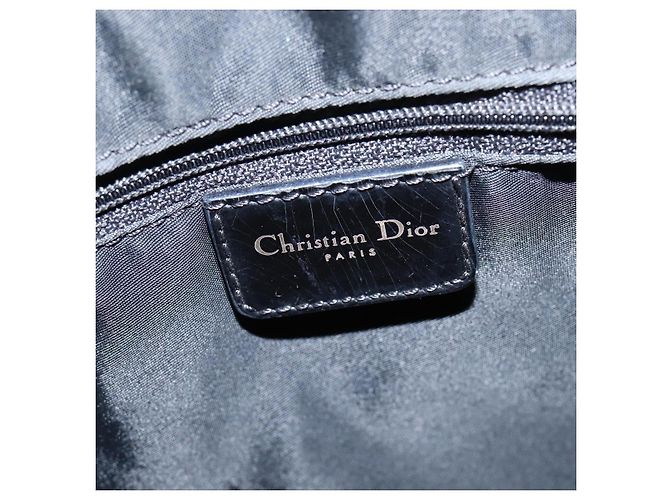 Borsa Boston in tela Trotter Christian Dior PVC Nero Oro Auth 148883 - vista 14
