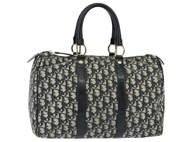 Borsa Boston in tela Trotter Christian Dior PVC Nero Oro Auth 148883 - vista 2