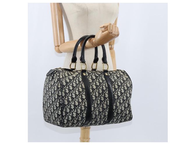 Borsa Boston in tela Trotter Christian Dior PVC Nero Oro Auth 148883 - vista 21