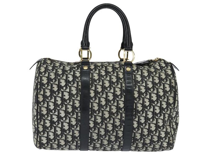 Borsa Boston in tela Trotter Christian Dior PVC Nero Oro Auth 148883 - vista 3