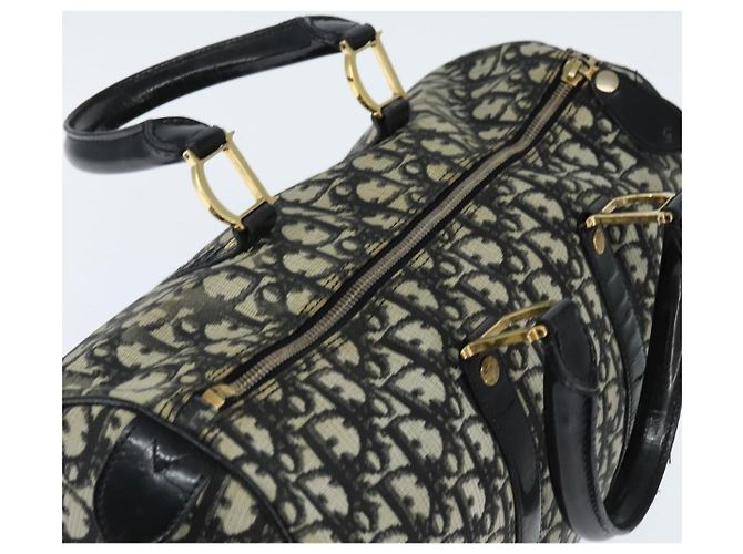 Borsa Boston in tela Trotter Christian Dior PVC Nero Oro Auth 148883 - vista 6