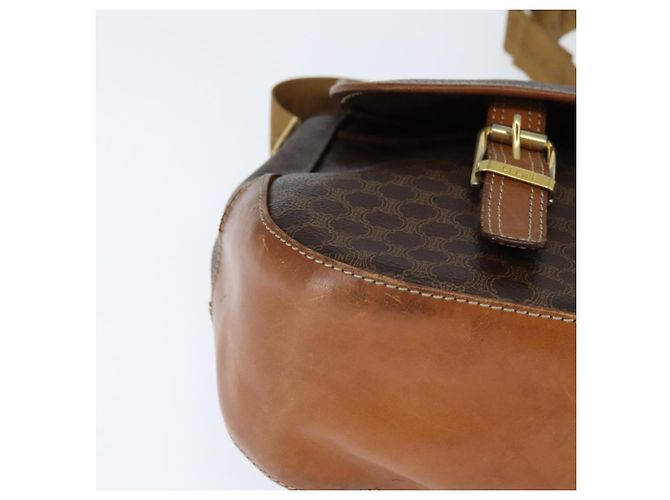 Céline Bolsa de Ombro em Lona Macadam CELINE em Couro PVC Marrom Dourado Auth ep11523 - vista 10
