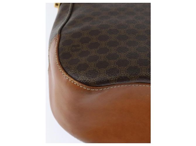Céline Bolsa de Ombro em Lona Macadam CELINE em Couro PVC Marrom Dourado Auth ep11523 - vista 12