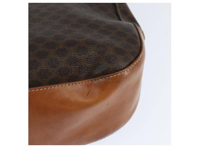 Céline Bolsa de Ombro em Lona Macadam CELINE em Couro PVC Marrom Dourado Auth ep11523 - vista 13