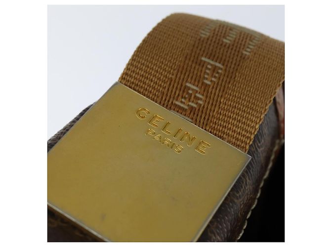 Céline Bolsa de Ombro em Lona Macadam CELINE em Couro PVC Marrom Dourado Auth ep11523 - vista 14