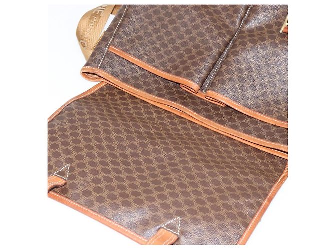 Céline Bolsa de Ombro em Lona Macadam CELINE em Couro PVC Marrom Dourado Auth ep11523 - vista 15