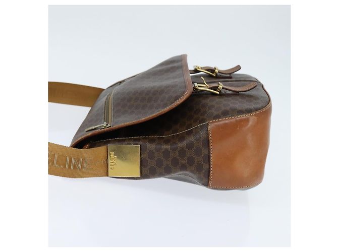 Céline Bolsa de Ombro em Lona Macadam CELINE em Couro PVC Marrom Dourado Auth ep11523 - vista 4