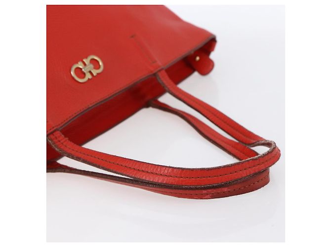 Borsa tote in pelle rossa e oro Auth 121300 di Salvatore Ferragamo - vista 7