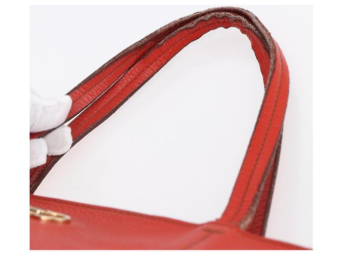 Borsa tote in pelle rossa e oro Auth 121300 di Salvatore Ferragamo - vista 8