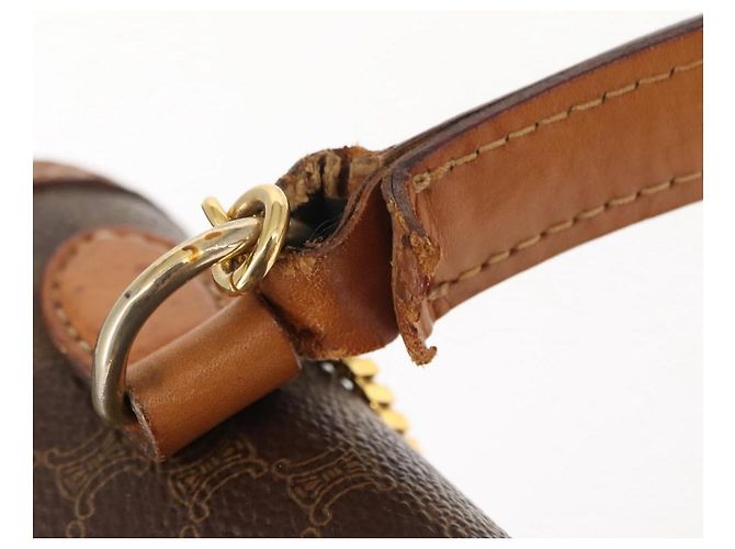 Céline Borsa a mano in tela Macadam CELINE in pelle PVC marrone oro Auth ep11633 D'oro - vista 10